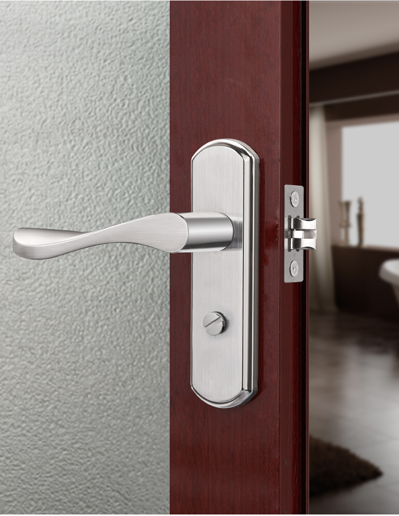 厕所门把手卫生间门锁无钥匙洗手间厕所浴室通用型室内铝合金门把手