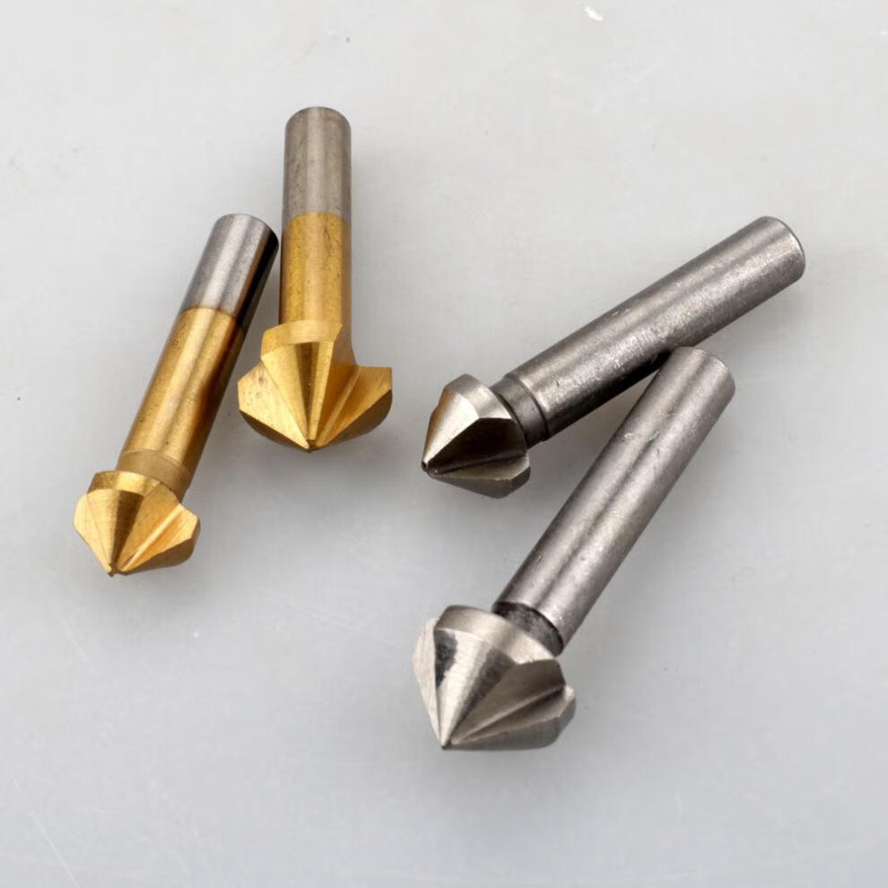 镀钛白钻三刃倒角器铁盒20516512410483636pc倒角钻3083a镀钛黄色6
