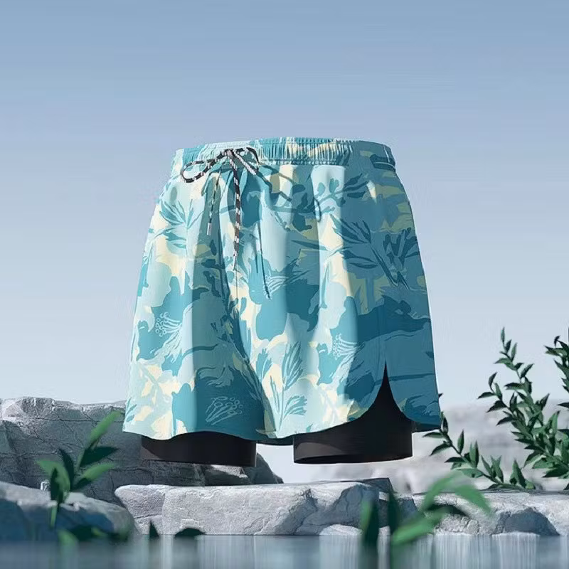 Heren zwemshort met dubbele laag sneldrogend voor strand_voghion.com