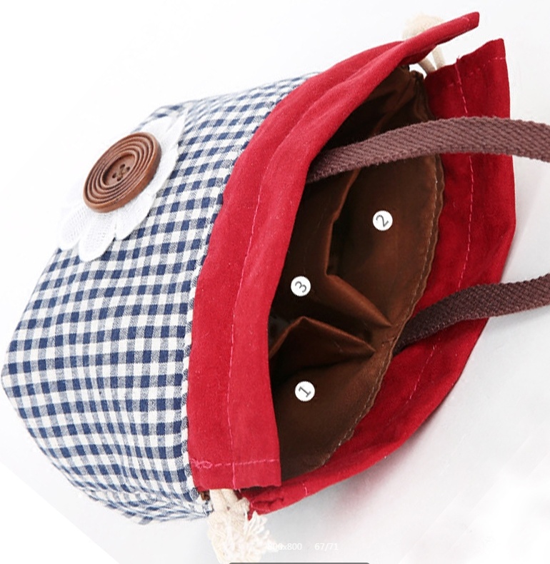 装手机包女新款迷你小手拿布艺束口袋收纳布袋抽绳帆布零钱包时尚家居