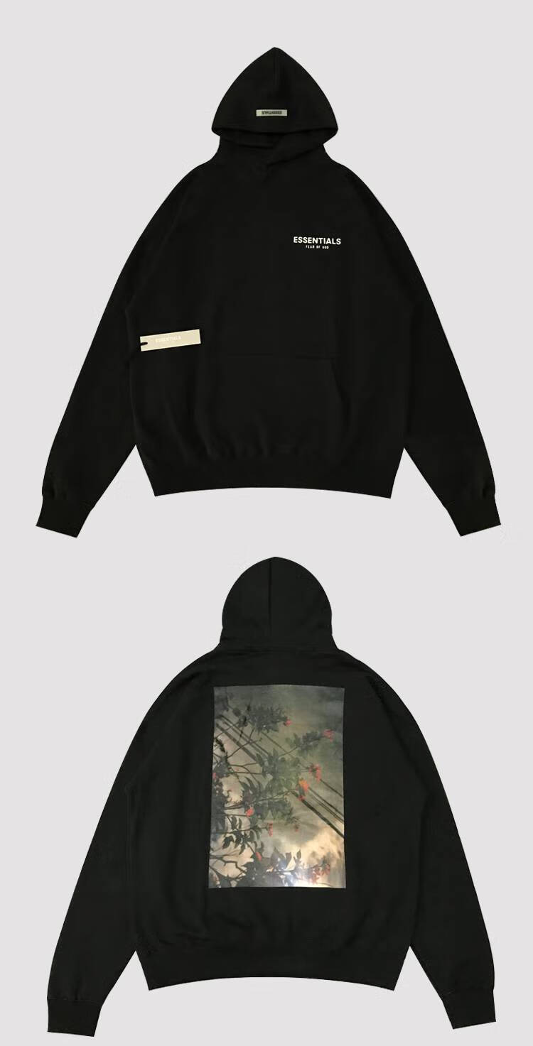 fog fear of god复线essentials花卉字母连帽卫衣男男 fog白色花卉