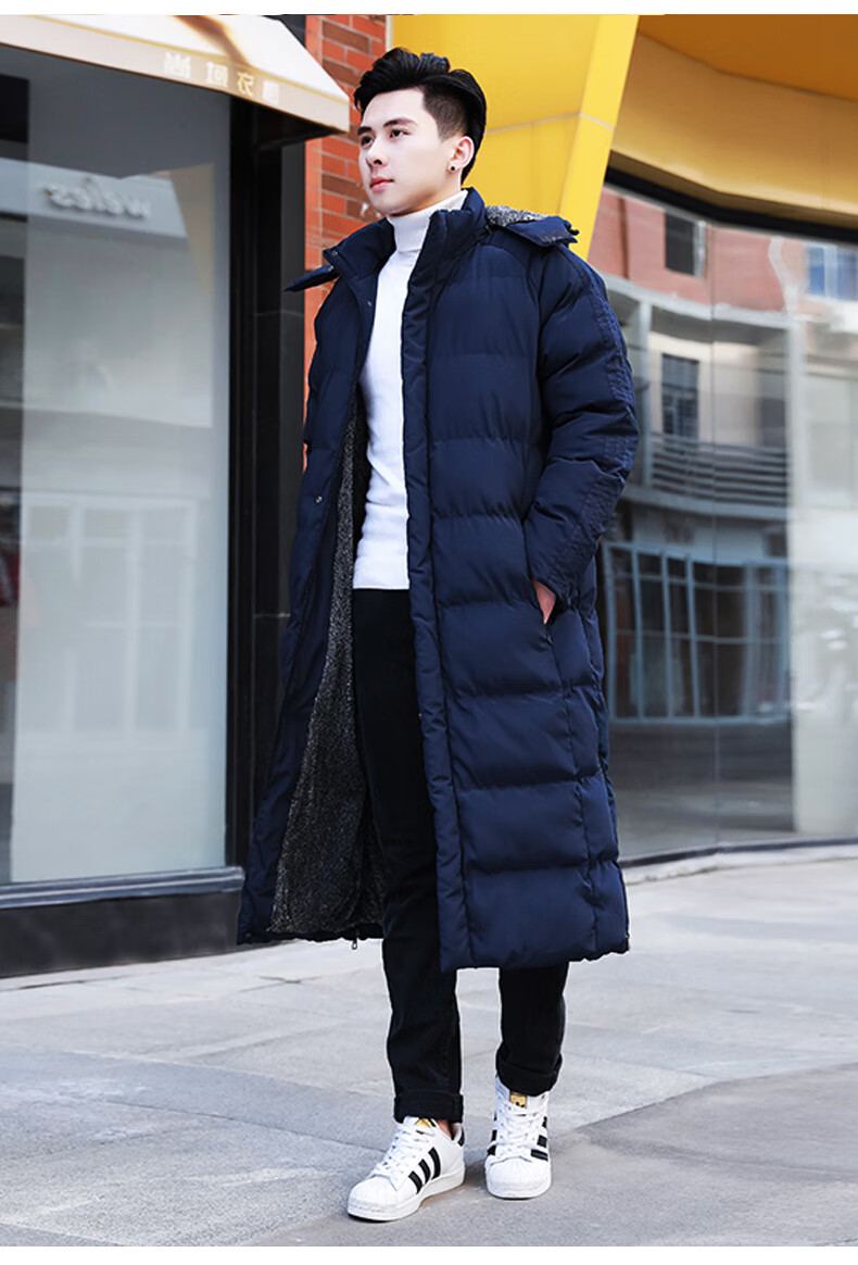 冬装潮流男士连帽长款大棉衣胖青年加肥大码加厚保暖棉服外套 红色