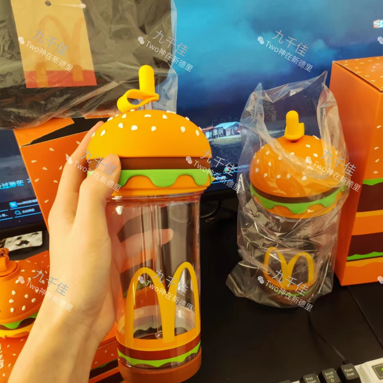 现货麦当劳杯子汉堡水杯冰格麦当劳m记夏日宝藏天团吨吨顶杯放反正解