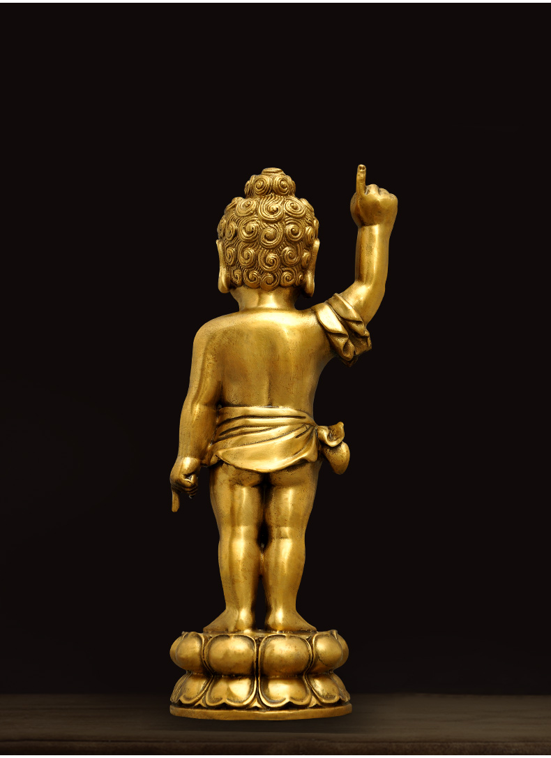 全铜浴佛太子佛像摆件 释迦牟尼浴佛佛堂铜佛像 指天指地佛铜像 6寸