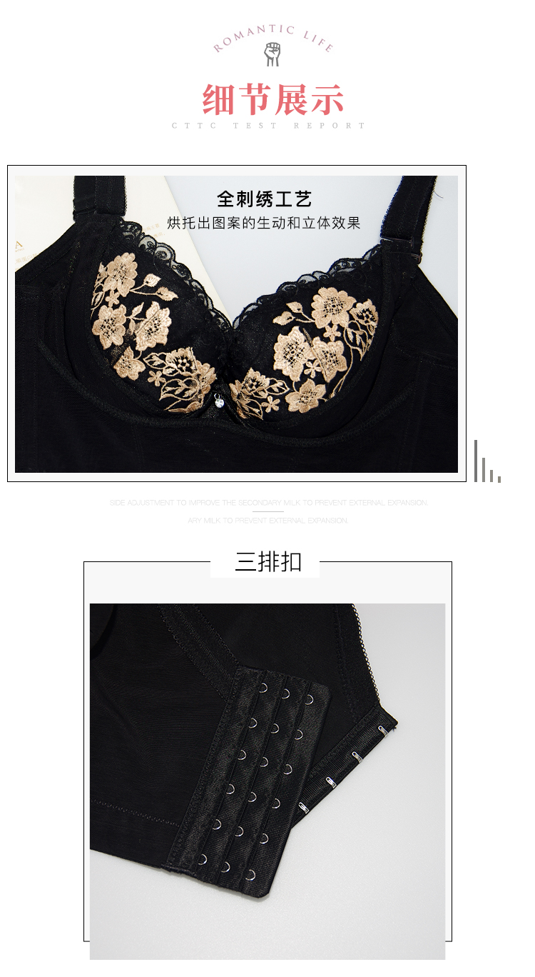 美容院安提尼亚臻爱巴黎6排扣短文胸调整型内衣防下垂聚拢收副乳新