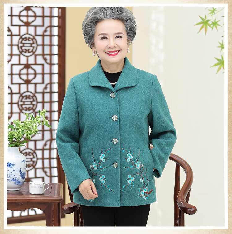 女秋装妈妈装秋季毛呢外装607080岁奶奶装老人上衣服婆婆衣服老年奶奶