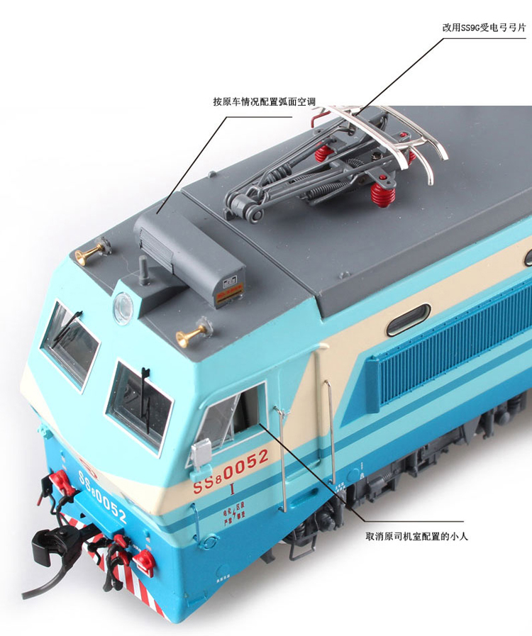 百萬城火車模型ss8韶山8電力機車上局滬段0052中國鐵道ho比例1:87 例1