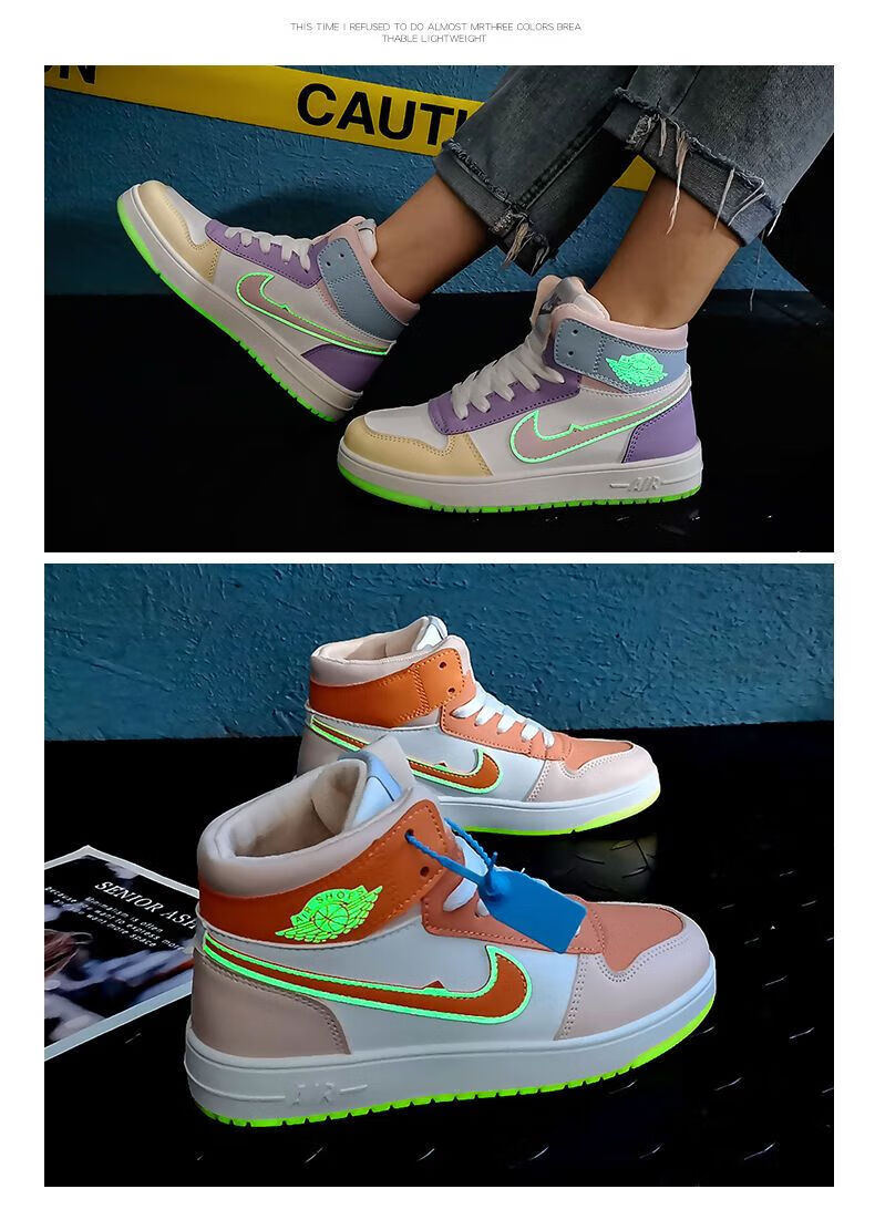 耐·克ni·ke官方aj女鞋高帮夜光板鞋四季款运动休闲鞋空军一号学生