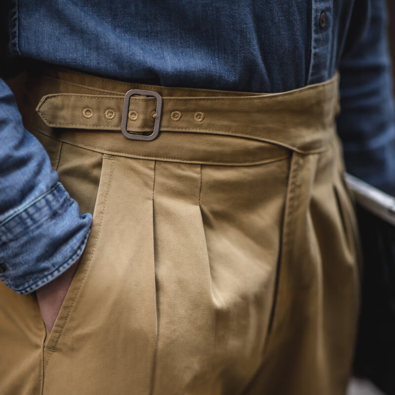 不用系皮带的廓尔喀裤工装美式复古廓尔格库尔喀直筒高腰那不勒斯休闲