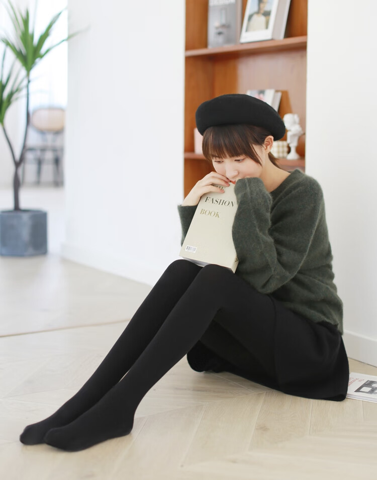 婠纷1000d 超弹显瘦美腿打底加绒加厚款踩脚连裤袜女秋冬季 烟灰