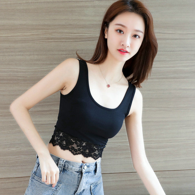 吊带背心莫代尔短款背心女露脐内搭内衬裹胸韩版吊带上衣黑色超短裹胸