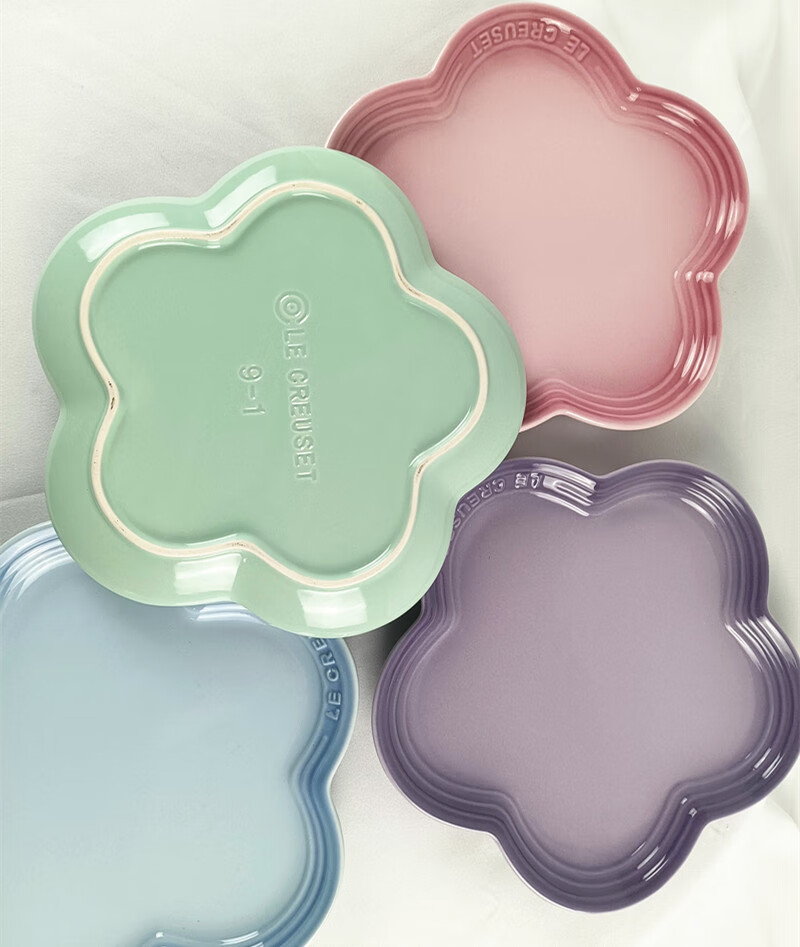 le creuset法国酷彩不规则花形盘子水果盘纯色时尚家用点心盘 kc-青羽