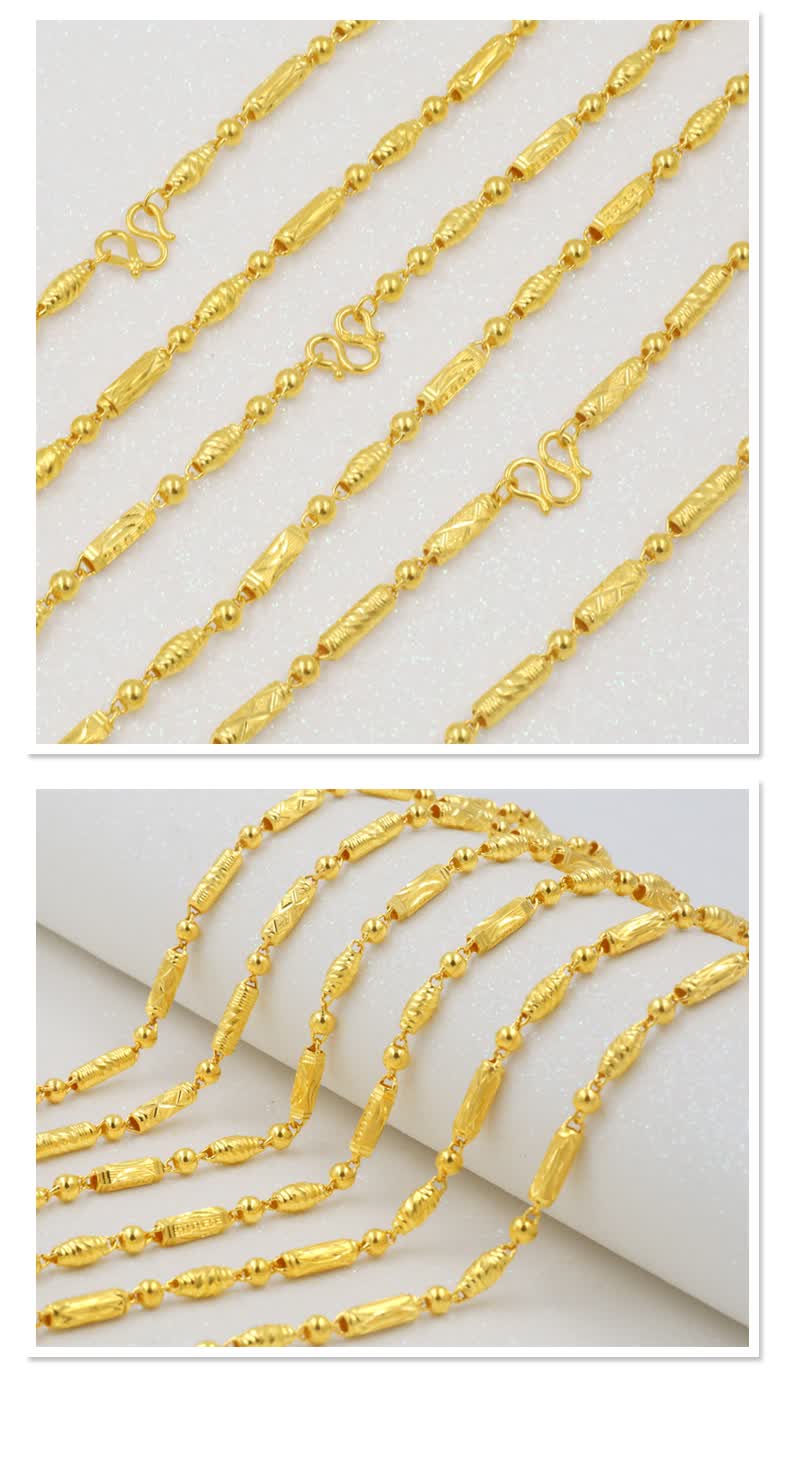 老凤凰黄金项链男士9999足金橄榄竹节转运珠男女款三合一链子首饰约25