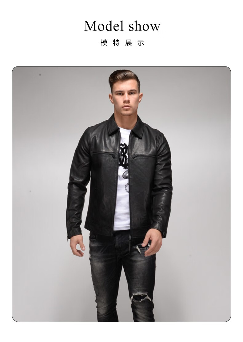 allsaints男装男士karl飞行员皮夹克 黑色 ml042r xl 190/112b【图片