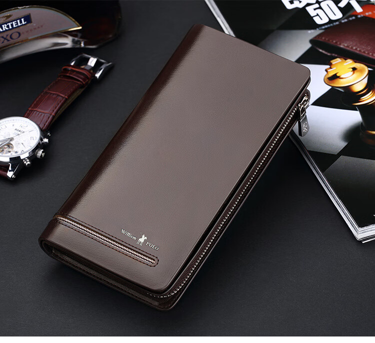 英皇保罗polo钱包男男士长款钱包拉链多功能中长款真皮钱包防盗刷钱包