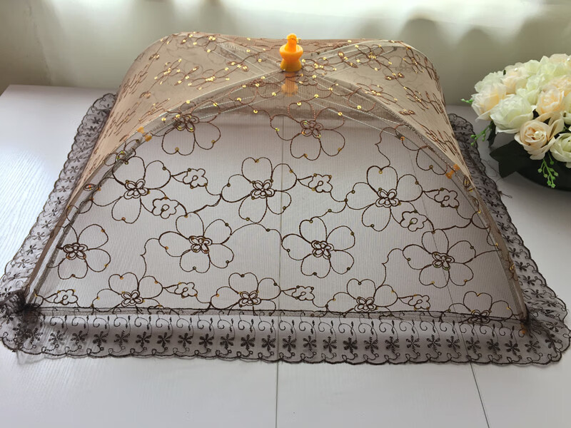 遮盖菜网罩高品质蕾丝卫生菜罩可折叠餐桌纱罩食物罩盖菜盖大号饭菜伞