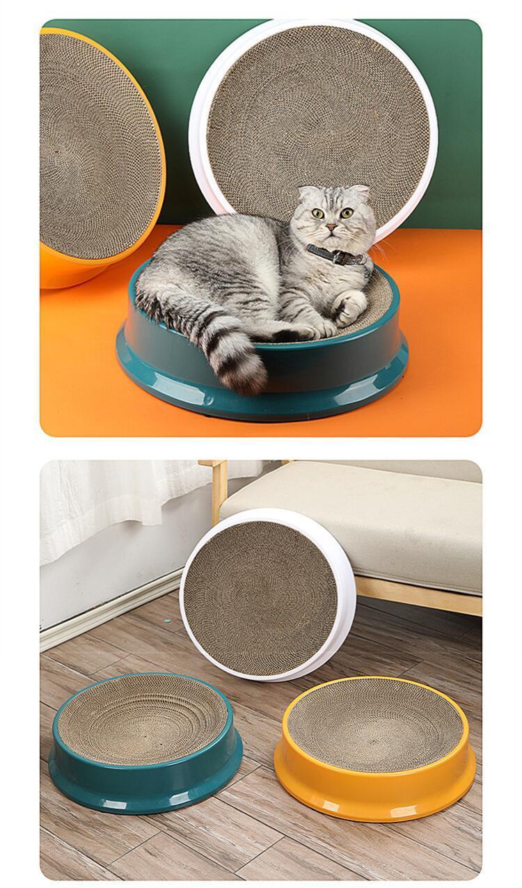 猫抓板圆形圆形猫抓板 可替换瓦楞纸耐抓猫窝塑料猫窝宠物用品猫抓盆