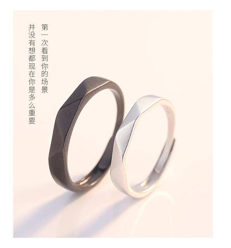 ck施华洛世奇锆情侣戒指女一对小众设计对戒冷淡风网红可调节素戒情人