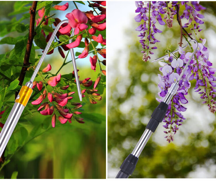 摘香椿槐花钩子不锈钢伸缩采摘杆多功能采摘香椿槐花工具2019新款v