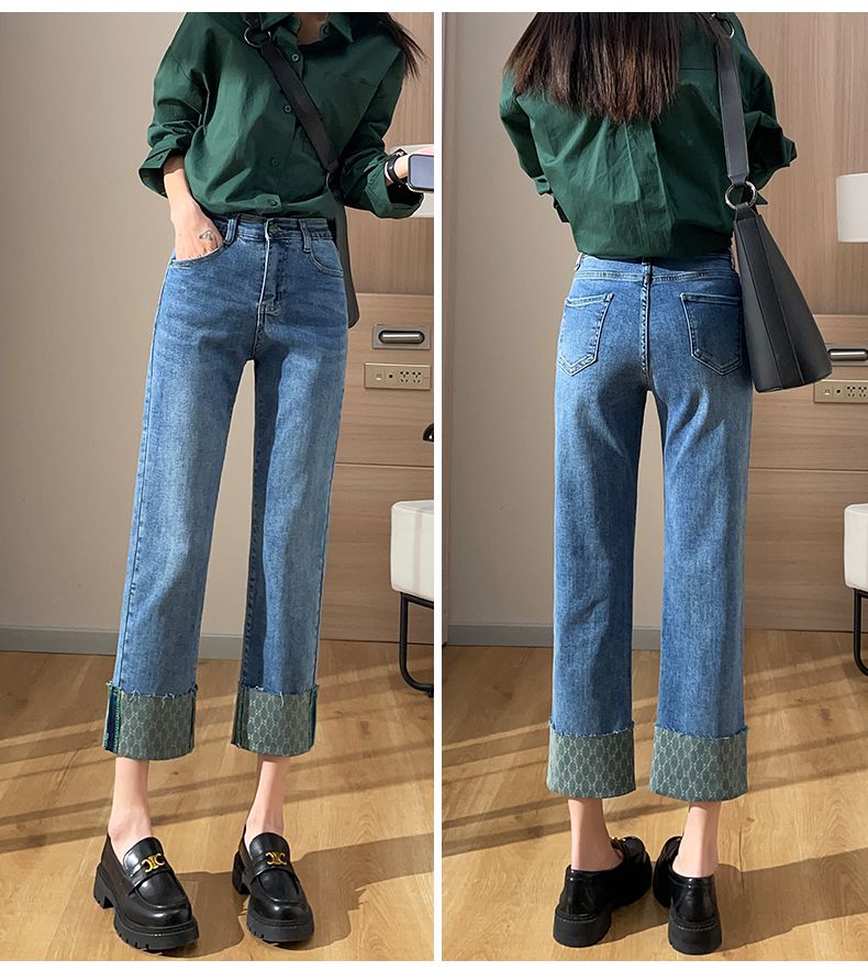 烟管裤女小个子牛仔裤女夏季薄款高腰烟管裤女春秋显瘦浅色小个子九分