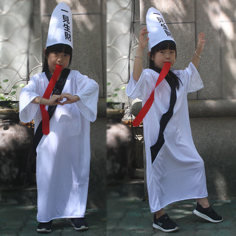 服装儿童服装cos化妆舞会装扮恐怖小僵尸黑白无常吸血鬼衣服 黑无常