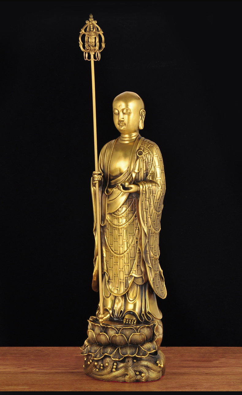 全铜地藏王菩萨摆件寺庙佛堂居家供奉地藏王菩萨像铜像供佛工艺品 2.