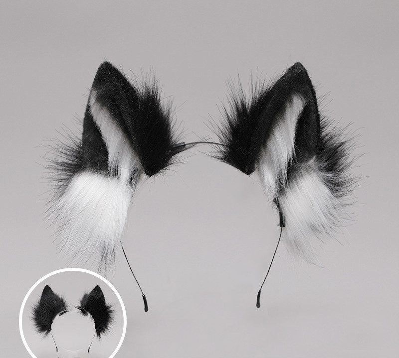狐狸耳朵头饰狼耳发箍女兽耳毛绒猫咪发卡情人节仿真配饰套装狼耳发箍