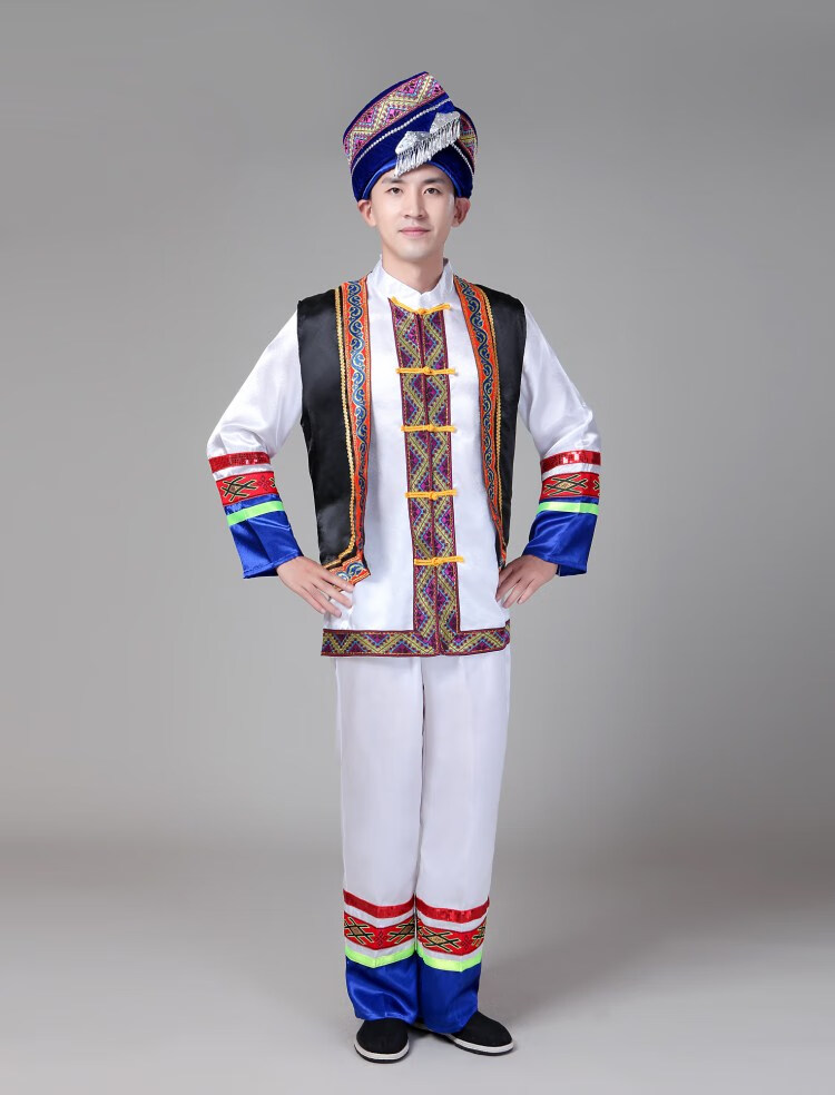 土家族服装男新款苗族演出服装男少数民族表演服装瑶族壮族彝族表演
