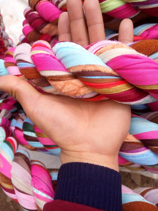 彩色绳花布绳 布条绳 捆绑绳 加粗布绳 拔河绳绳子手工布绳 30毫米8元