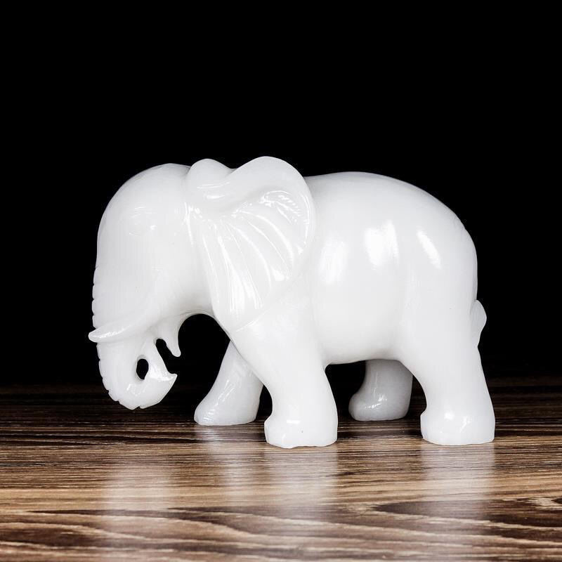 白凤凰白玉大象摆件风水象玉石守财象吸财象象客厅酒柜款式齐全 长20