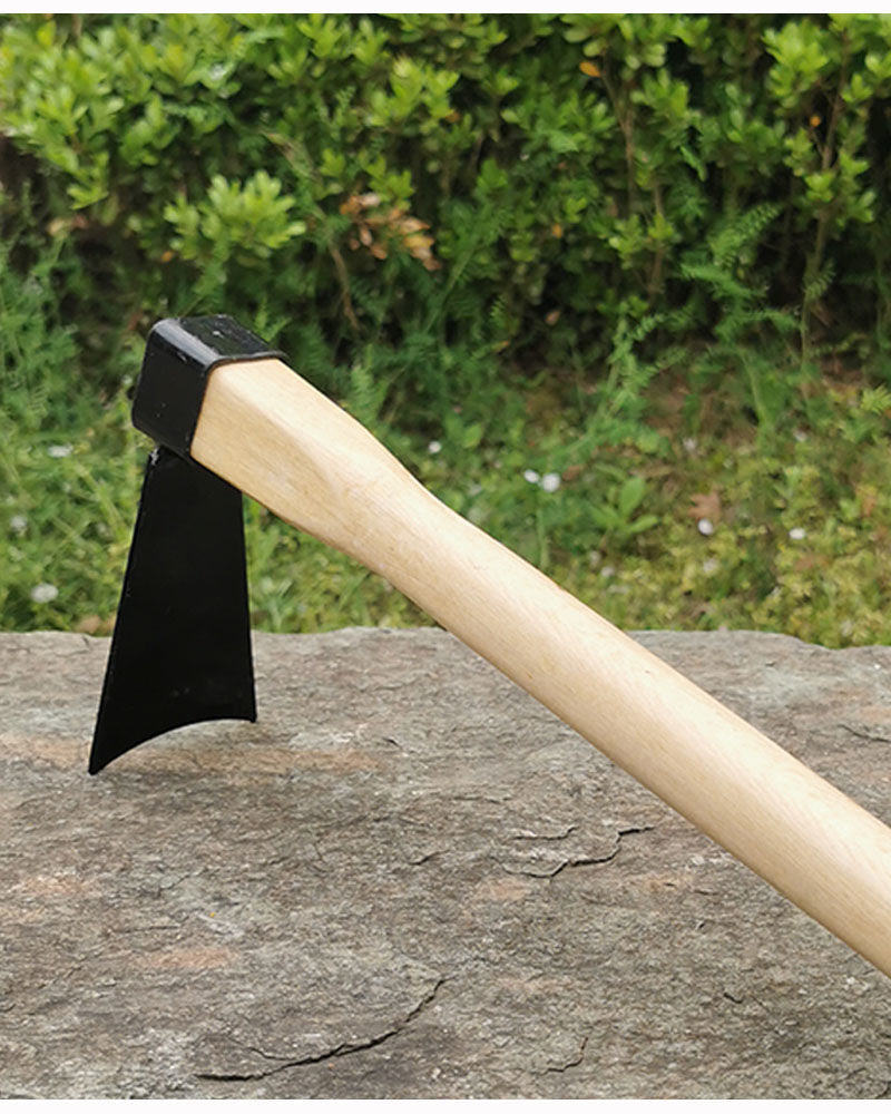 钓鱼除草锄草种菜短木柄农具小锄头- 加厚全钢羊角锄镐(青冈木)【图片