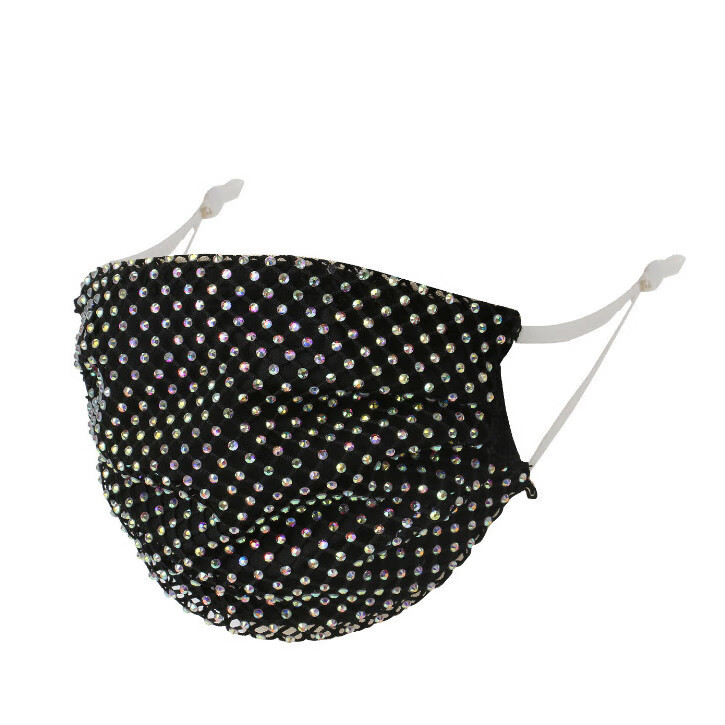 烨白新品带钻口罩新款闪钻水钻口罩时尚达人派对烫钻饰品钻石口罩白彩