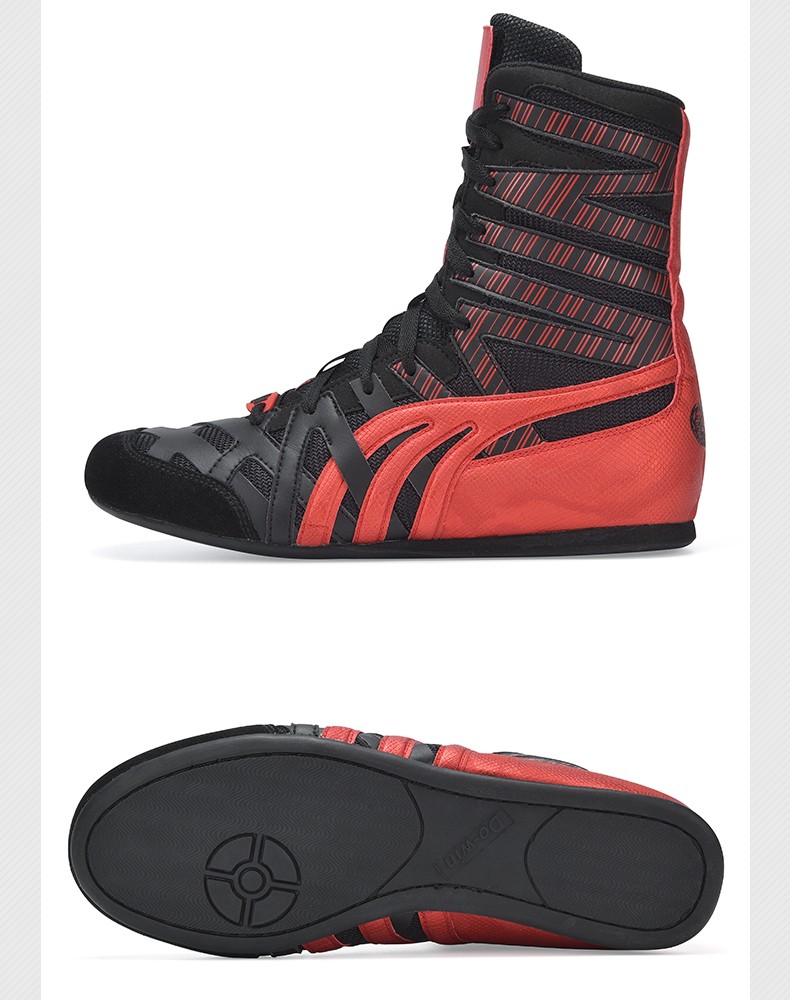 多威拳击鞋dowin男女2022年春季新款复古室内训练鞋黑红35