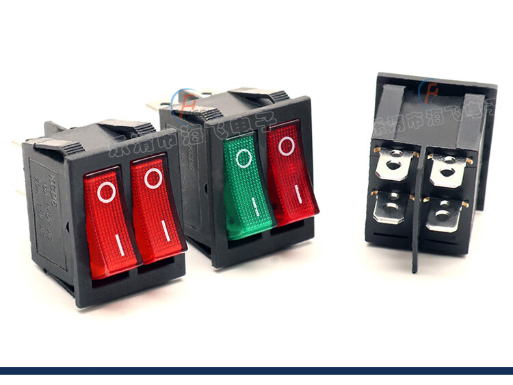 kcd6双联船型开关4脚两档带灯电源开关kcd3船型翘板开关 kcd6【图片