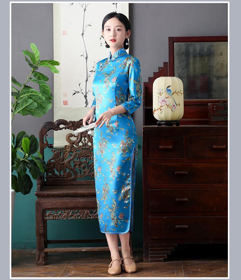 喜婆婆旗袍裙高档夏款改良旗袍连衣裙新款日常年轻显瘦中长款复古中国