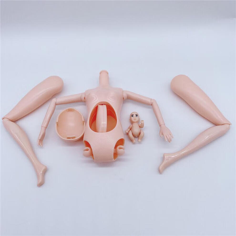 怀孕的芭比娃娃生宝宝的芭比娃娃一家五口家庭礼物过家家儿童玩具 dy