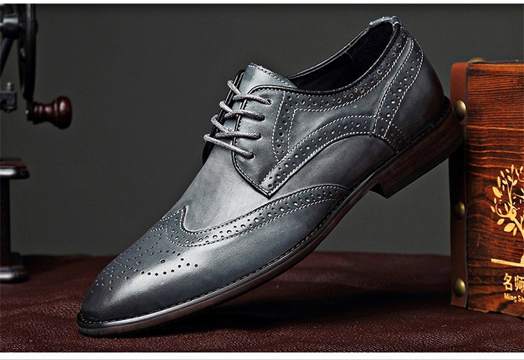 37成人35特小码巴洛克男鞋子超小号36瘦脚小脚布洛克皮鞋品质定制款