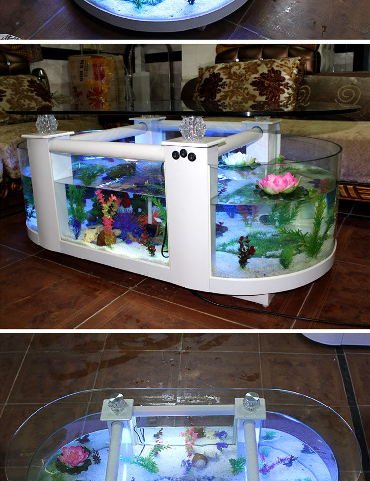 生态桌面客厅茶几鱼缸水族箱家用茶几 白色 长120宽70高56【图片 价格