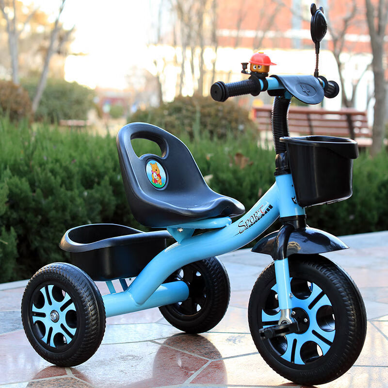 儿童三轮车脚踏车2-3-6岁小孩脚踩三轮车小孩子玩具单车大号童车 蓝色