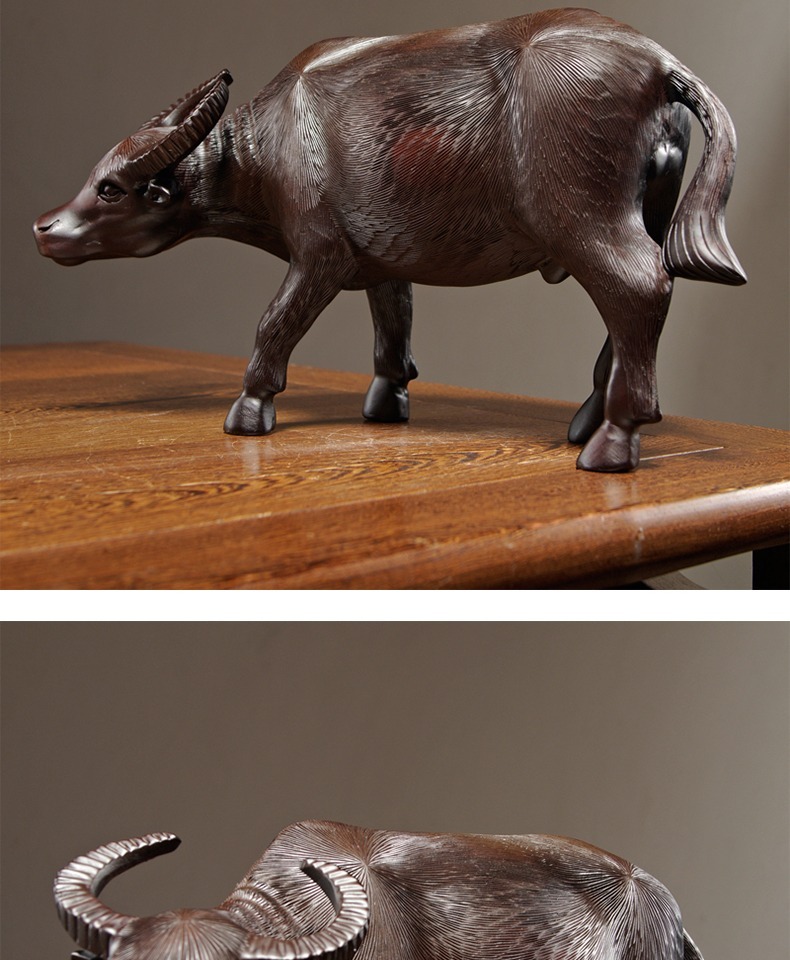 黛安缇木雕十二生肖水牛摆件实木牛气冲天家居办公装饰红木工艺礼品