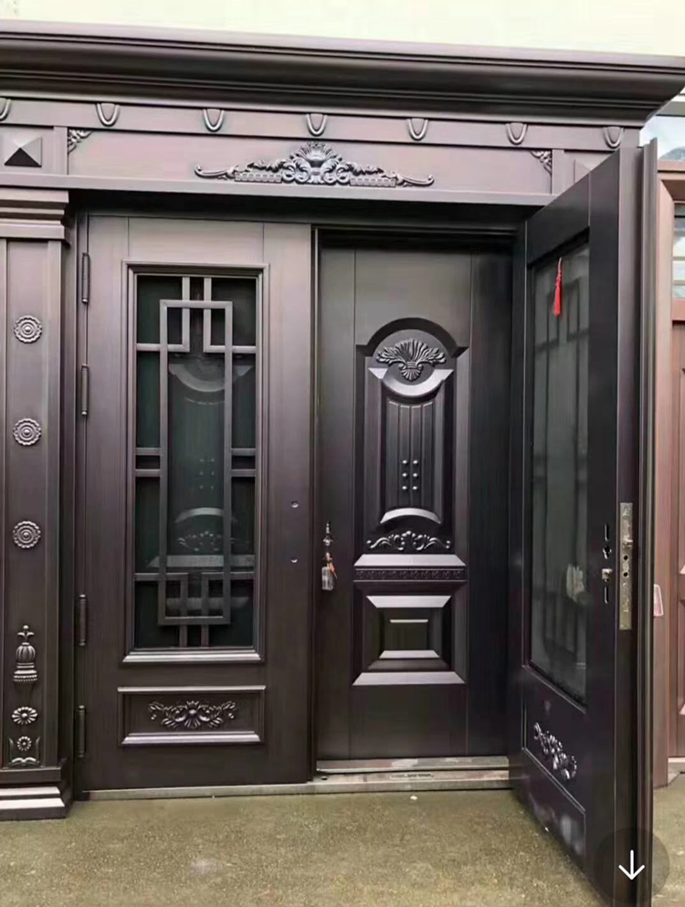 复合纱门别墅大门防盗门进户门农村大门不锈钢锌合金门玻璃仿铜门