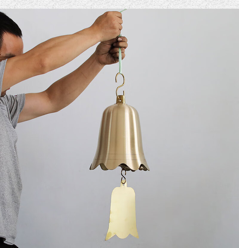 纯铜大号风铃寺庙宝塔屋檐铃铛寺院佛塔户外复古铜铃挂饰光面铜钟