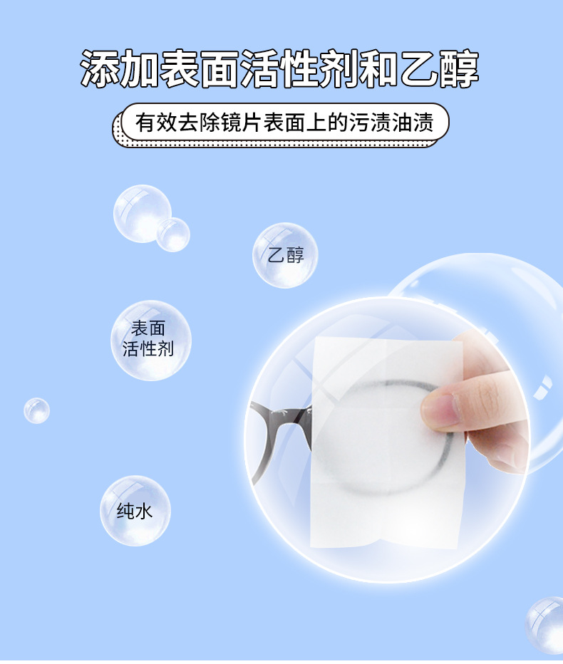 尊图者 眼镜湿巾镜片擦拭纸一次性擦眼镜布镜头清洁消毒湿巾 1盒100片