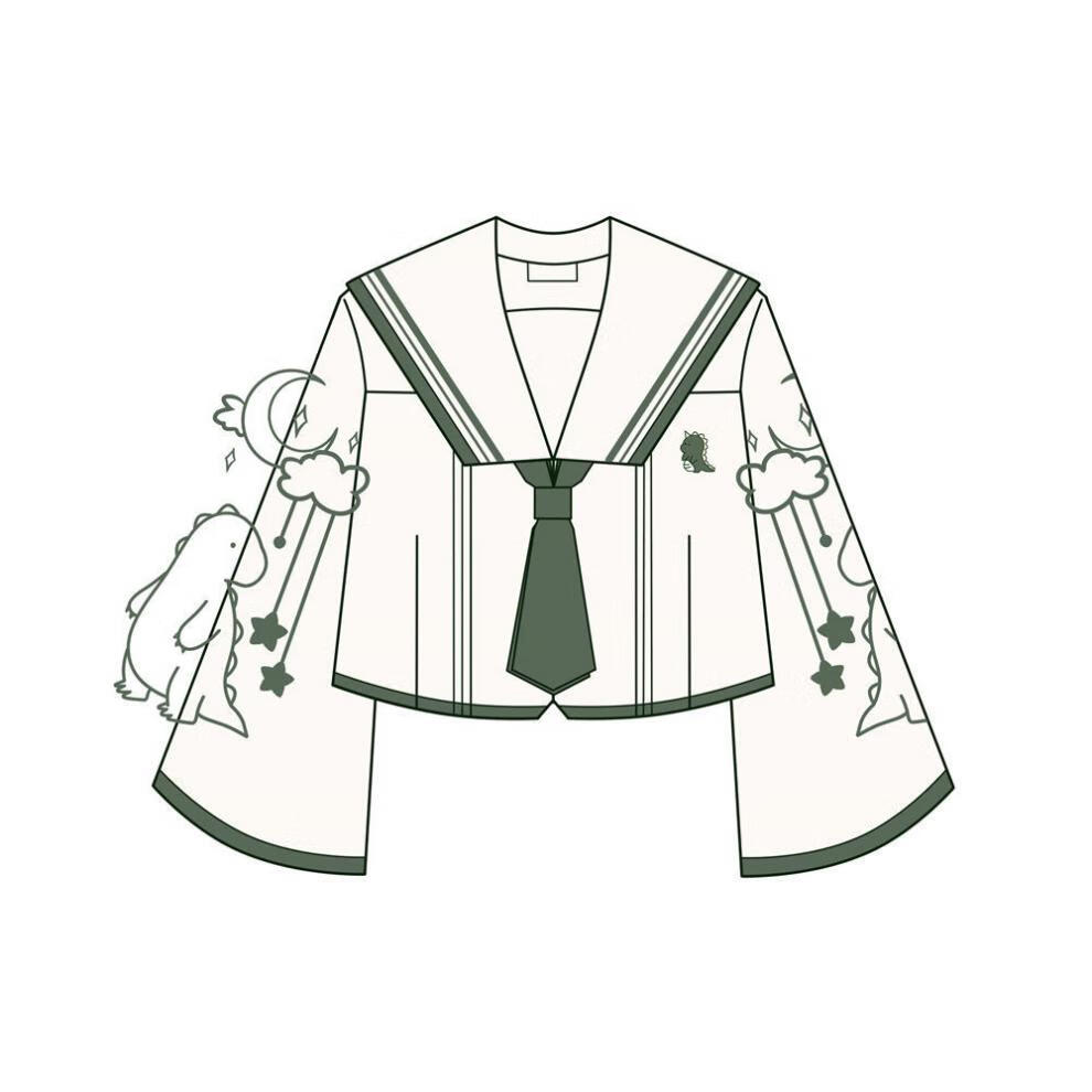 【神北jk】原创 小恐龙乐园 护奶裙jk制服背带裙白衬衫卡奶裙套装 (小