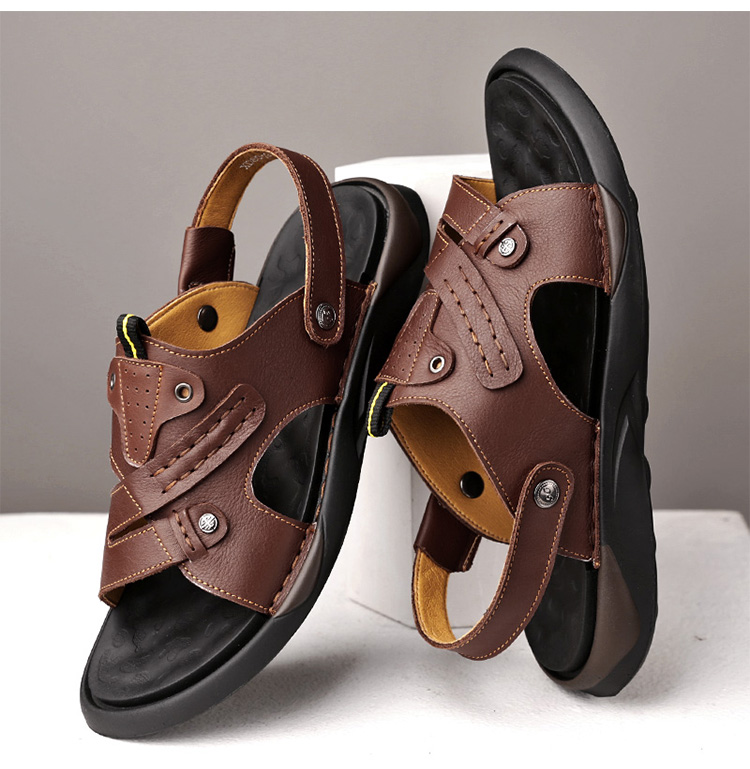 ceock品牌男鞋牛皮男士凉鞋拖鞋两用2022年新款夏季外穿开车头层牛皮
