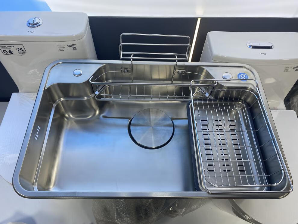 欧格优品日式机能型3d水槽多功能厨房不锈钢拉丝大单槽纳米涂层洗