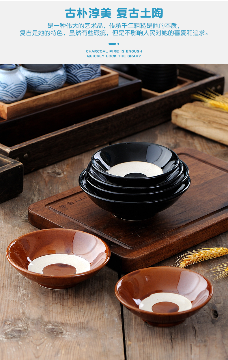 古代水浒传喝酒的碗 酒馆家用日式陶瓷老式复古酒碗小黑碗怀旧碗 14