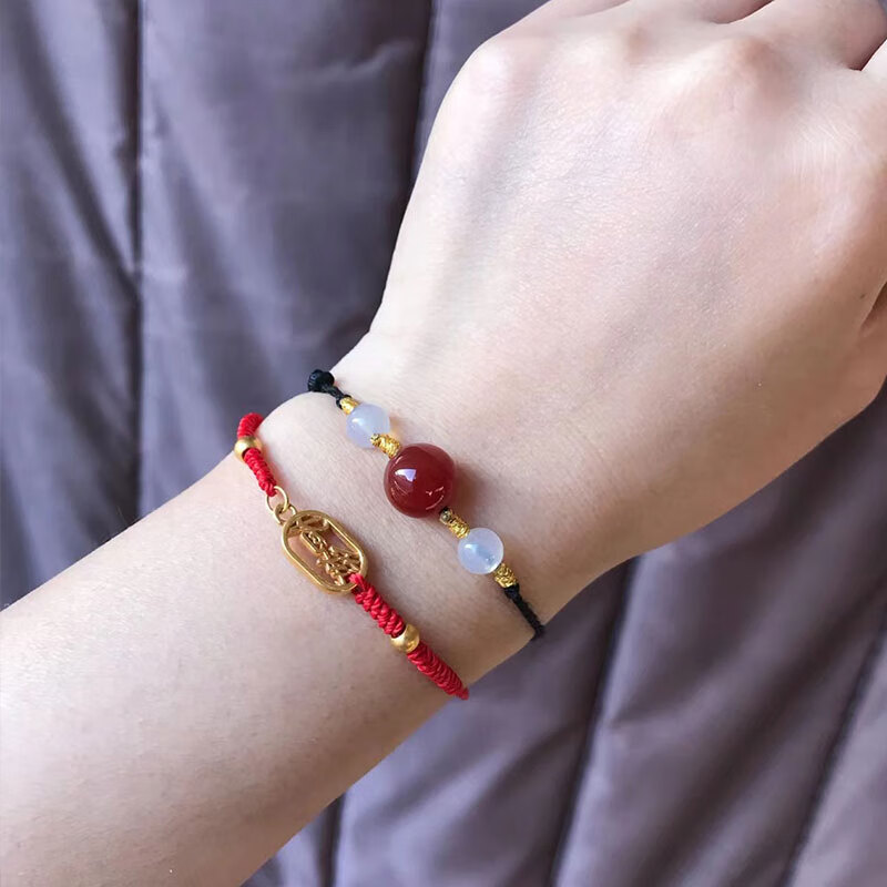 efp红豆项链吊坠红玛瑙编织项链吊坠男女相思豆转运珠红豆手链锁骨链