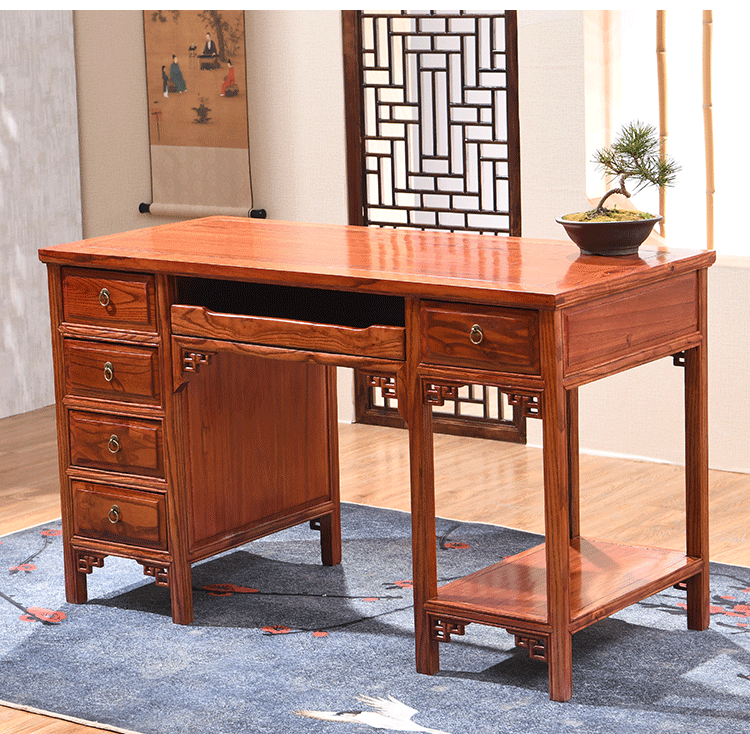中医馆诊桌中式书桌仿古办公桌榆木写字台禅意养生小书法桌中医馆诊桌