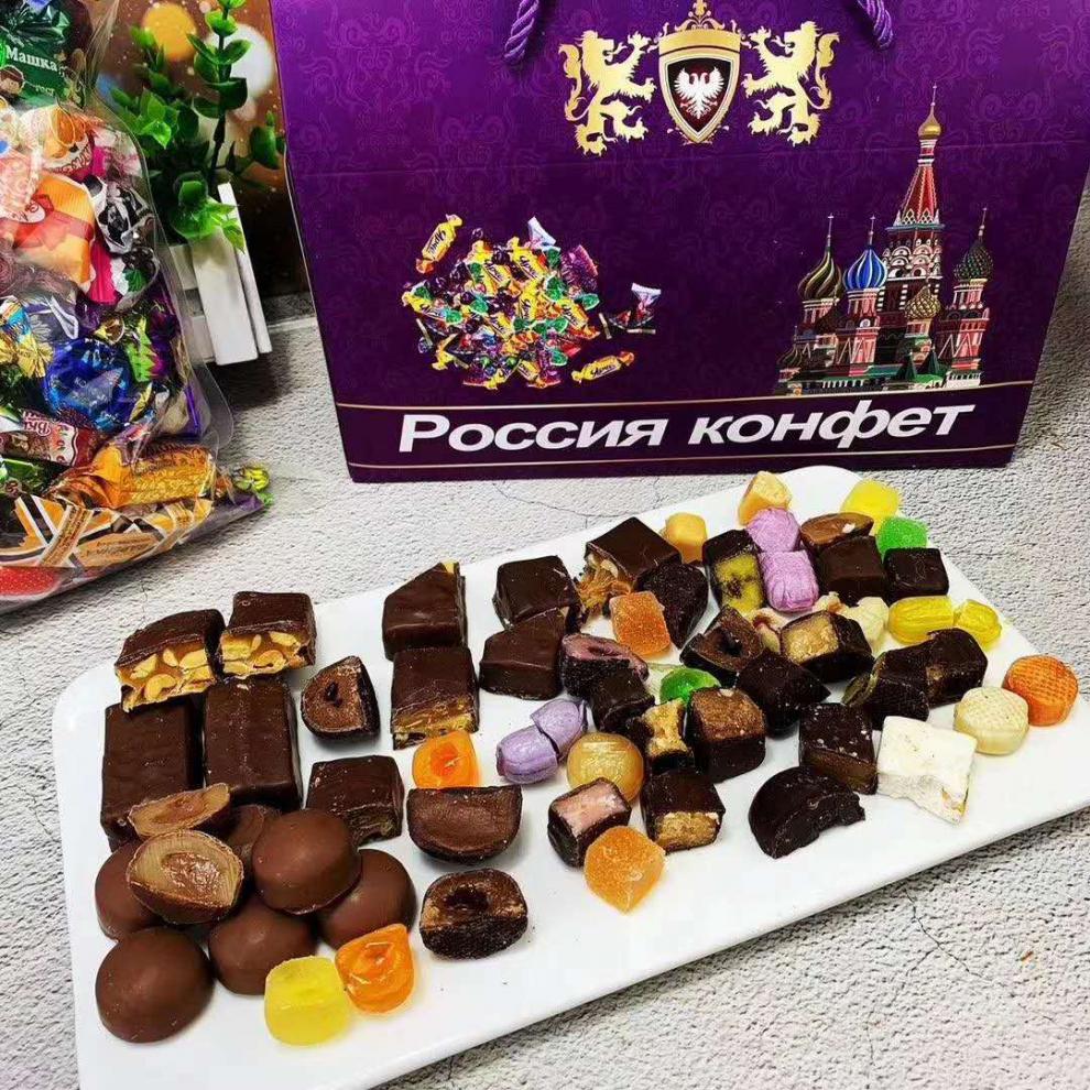 礼盒装3斤礼盒装 俄罗斯 巧克力夹心糖 混合 糖果 巧克力夹心混合3斤